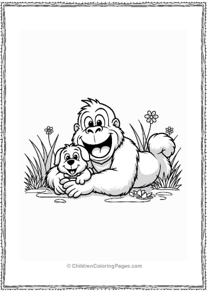 King Kong And A Puppy Playfully Together Free PDF Printable