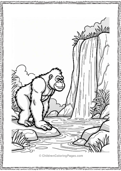 King Kong By A Waterfall Free PDF Printable