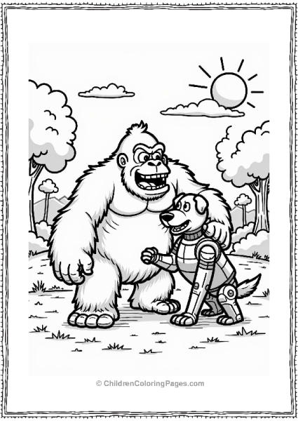 King Kong With Robot Dog In The Park Free PDF Printable