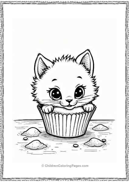 Kitten Peeking From A Cupcake Free PDF Printable