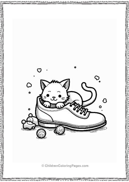 Kitten Snuggled In A Shoe Free PDF Printable