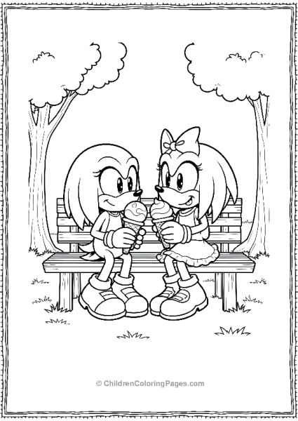 Knuckles And Amy Enjoying Ice Cream Together Free PDF Printable