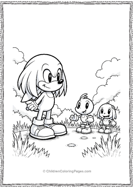 Knuckles And His Chao Friends Playing In The Park Free PDF Printable