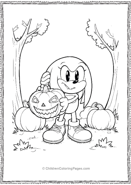 Knuckles And His Halloween Pumpkin Free PDF Printable