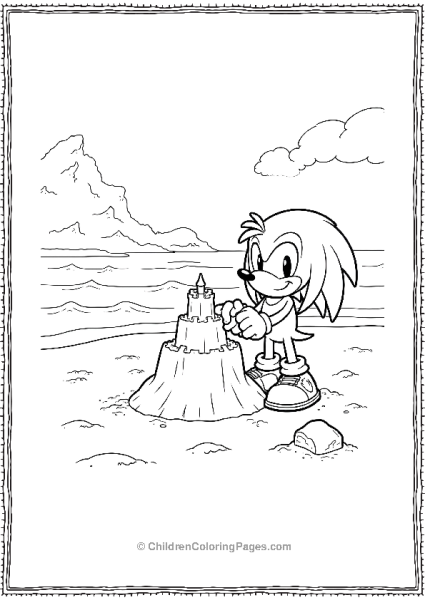 Knuckles Building A Sandcastle By The Sea Free PDF Printable