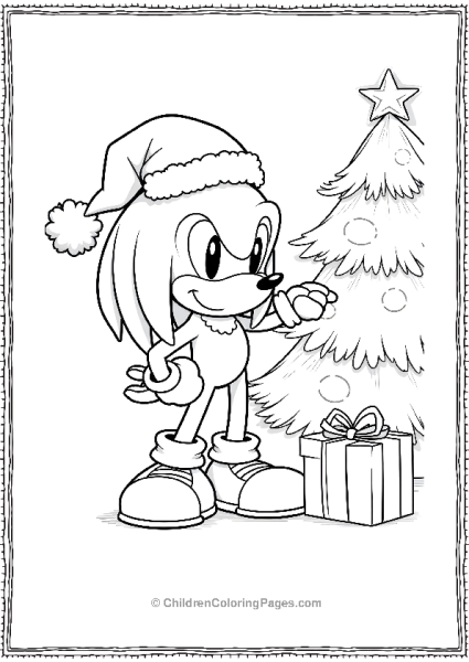 Knuckles Celebrates Christmas With A Gift Free PDF Printable