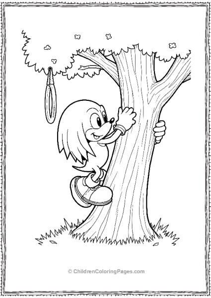 Knuckles Climbing A Tree With A Ring Free PDF Printable