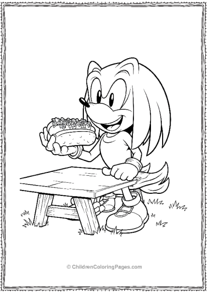 Knuckles Enjoying A Chili Dog At A Picnic Table Free PDF Printable