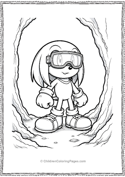 Knuckles Exploring A Cave With Goggles Free PDF Printable