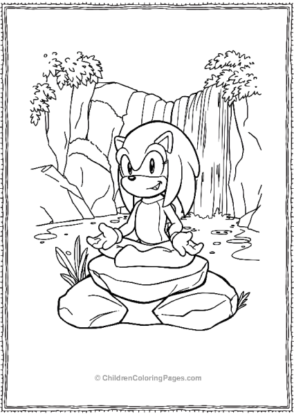 Knuckles Meditating By A Waterfall Free PDF Printable