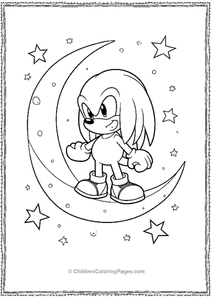 Knuckles On The Crescent Moon In Space Free PDF Printable