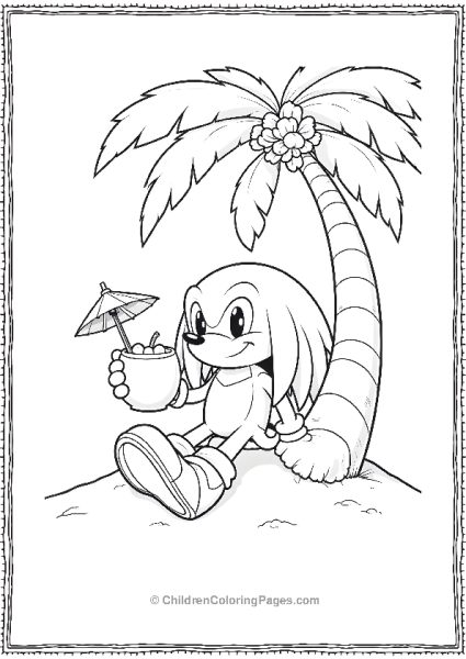 Knuckles Relaxing On A Tropical Beach With A Coconut Drink Free PDF Printable