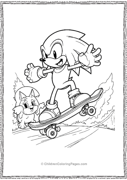 Knuckles Skateboarding With Friend Free PDF Printable