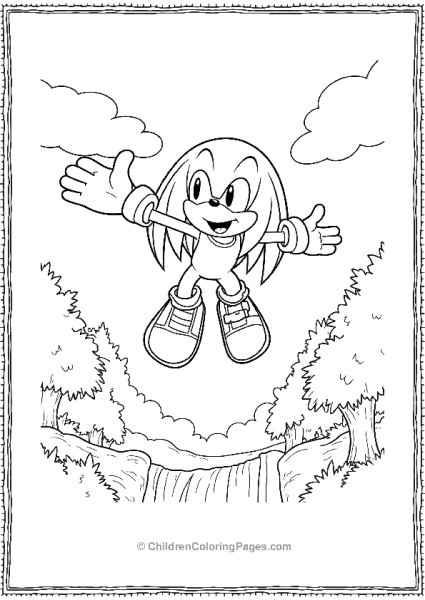 Knuckles Soaring Over Waterfall Scaled Free PDF Printable