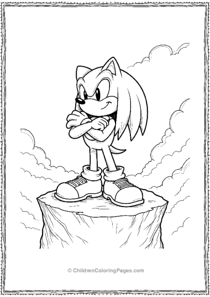 Knuckles Standing Confidently On A Clifftop Free PDF Printable