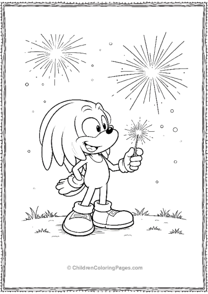 Knuckles Watching Fireworks Show Free PDF Printable