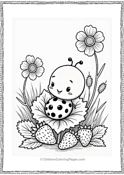 Ladybug On A Strawberry Leaf Free PDF Printable