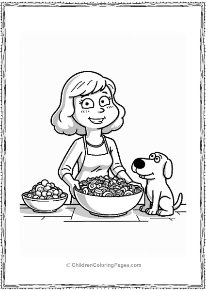 Lois Preparing A Salad With Her Dog Free PDF Printable