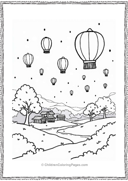 Magical Lantern Festival In The Night Sky Free PDF Printable