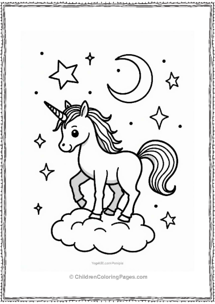 Magical Unicorn In A Celestial Scene Free PDF Printable