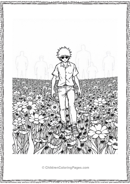 Makima In A Flower Field Free PDF Printable