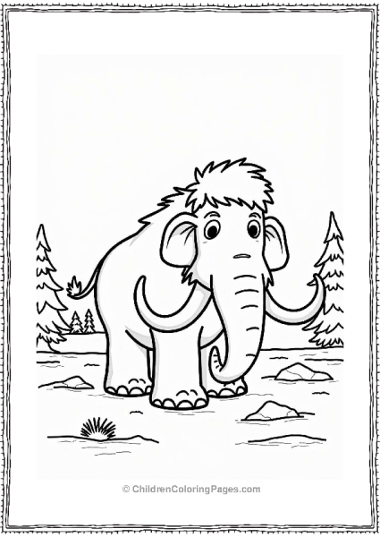 Manny The Mammoth In A Snowy Landscape Free PDF Printable