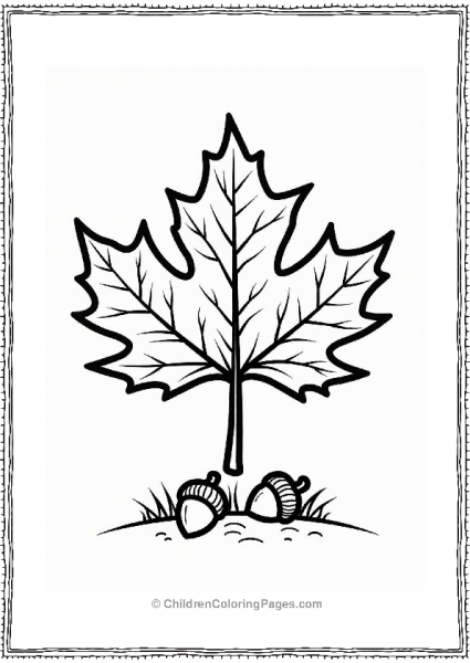 Maple Leaf With Acorns And Grass Free PDF Printable