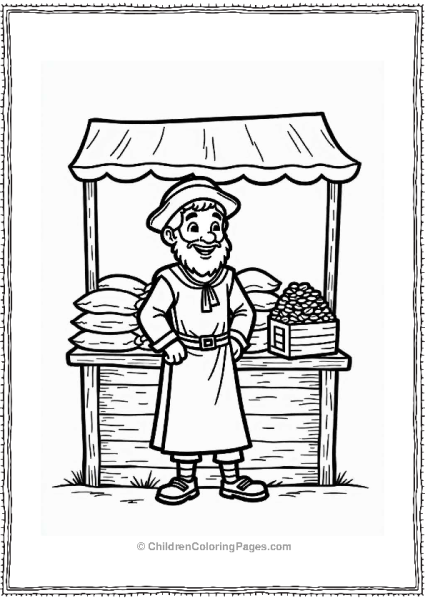 Medieval Coffee Merchant At Market Stall Free PDF Printable