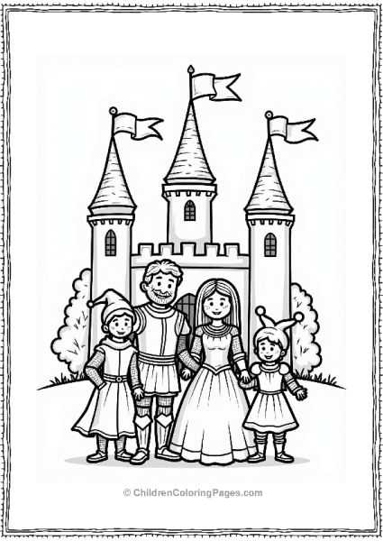 Medieval Family In Front Of A Castle Free PDF Printable