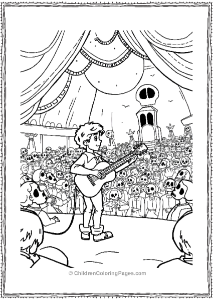 Miguel Playing Guitar In Front Of Audience Free PDF Printable