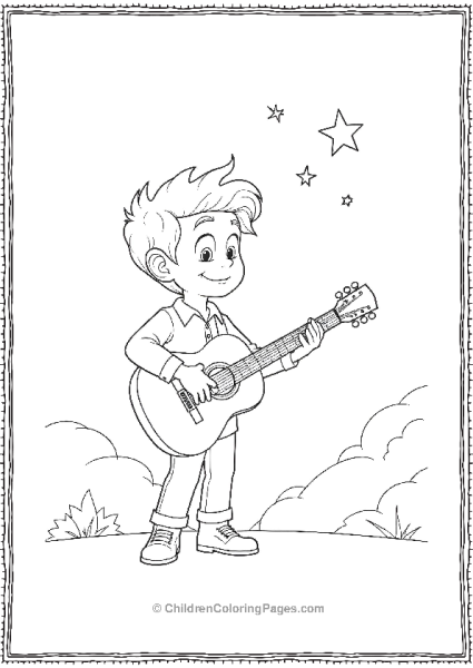 Coco’c Miguel Playing His Guitar Under Starry Sky Free PDF Printable