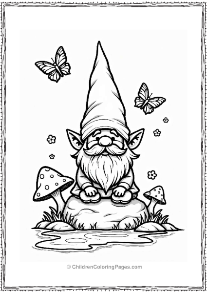 Mischievous Gnome By A Stream Free PDF Printable