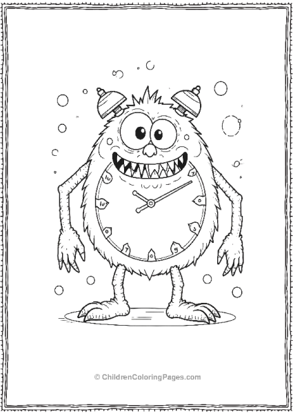 Monster Shaped Clock With Silly Eyes And Sharp Teeth Free PDF Printable