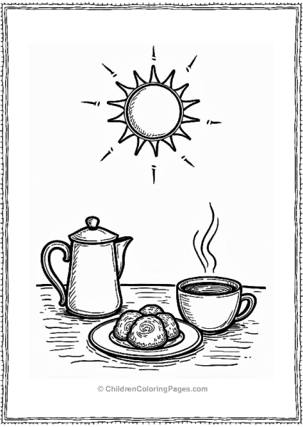 Morning Coffee Ritual With Cheerful Sun Free PDF Printable