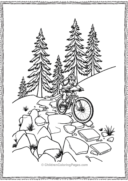 Mountain Biker On Rocky Trail Free PDF Printable