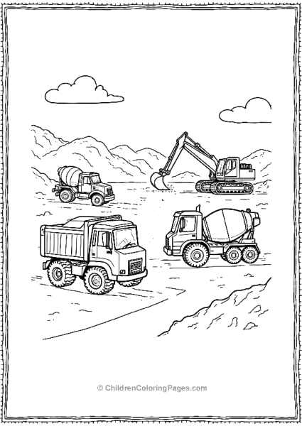 Multiple Excavator On A Construction Site Free PDF Printable