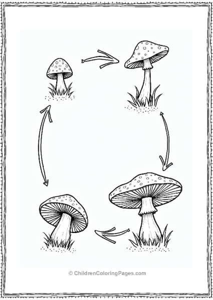 Mushroom Life Cycle Coloring Page Free PDF Printable