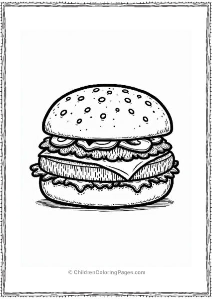 Mushroom Swiss Burger Coloring Page Free PDF Printable