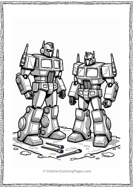 Optimus Prime And Bulkhead Painting Together Free PDF Printable