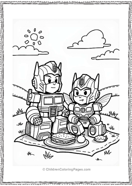 Optimus Prime And Bumblebee Picnic Free PDF Printable