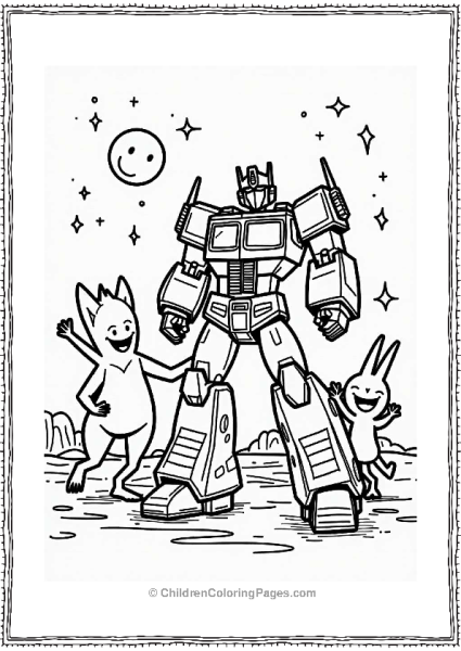 Optimus Prime And Cosmic Friends Dancing Under Stars Free PDF Printable