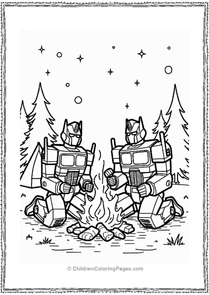 Optimus Prime And Ironhide Camping Free PDF Printable