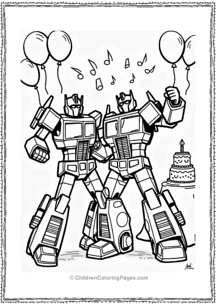 Optimus Prime And Jazz Dancing At A Party Free PDF Printable