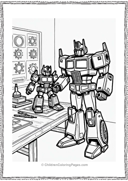 Optimus Prime And Wheeljack Building A Robot Free PDF Printable