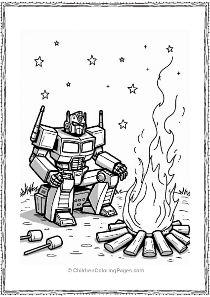 Optimus Prime By The Campfire Free PDF Printable