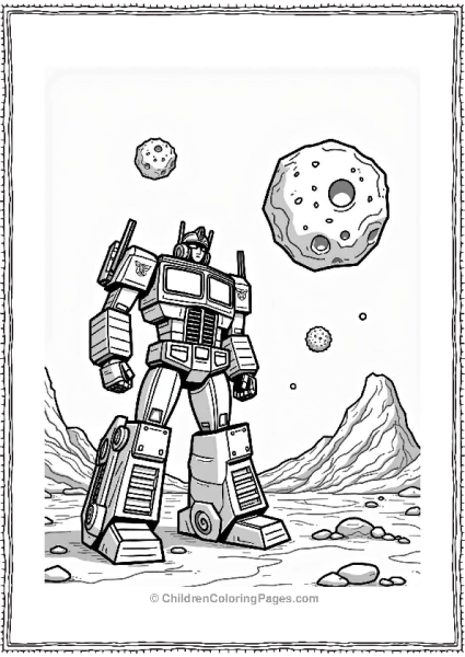 Optimus Prime Exploring An Asteroid Free PDF Printable