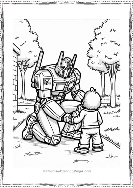 Optimus Prime Helping A Child Free PDF Printable