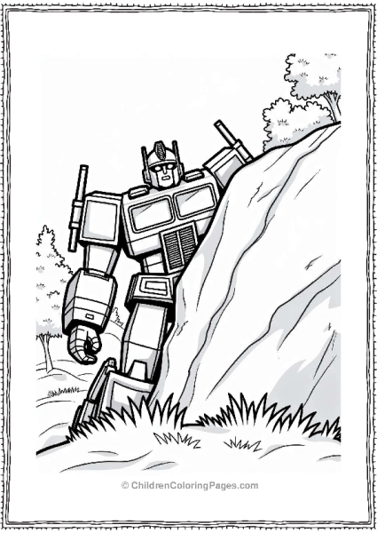 Optimus Prime Hiding Behind A Rock Free PDF Printable