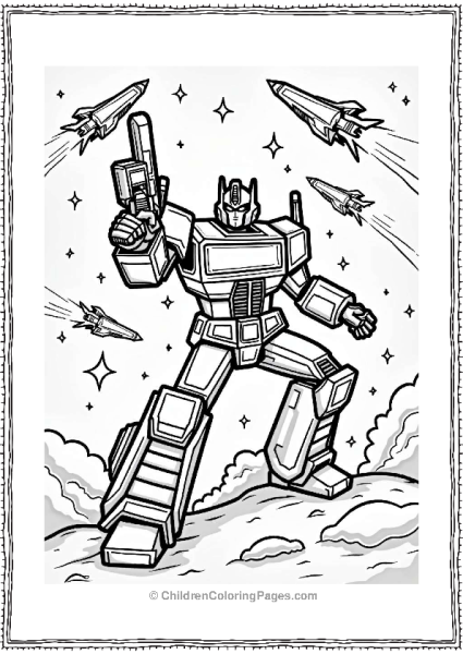 Optimus Prime In A Cosmic Battle Free PDF Printable