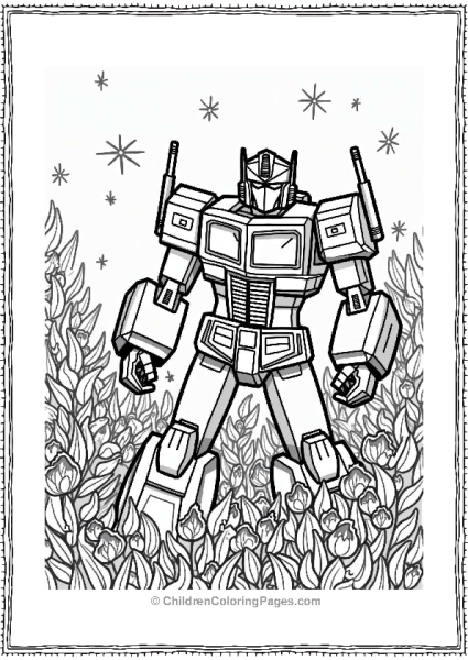 Optimus Prime In A Cosmic Garden Free PDF Printable